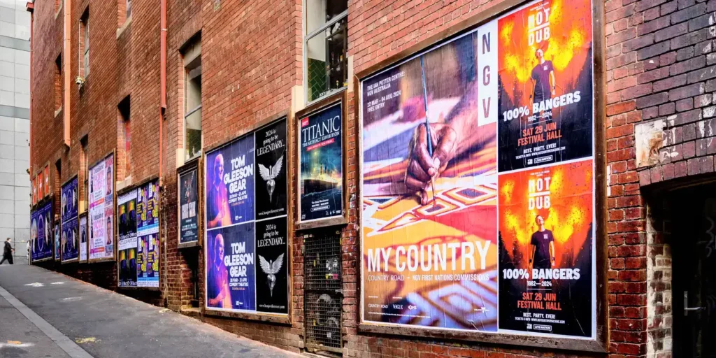 Laneway in Melbourne - NGV and event street poster campaigns