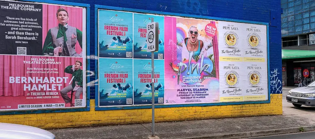 Vertical Double Street Poster In-Situ Pink