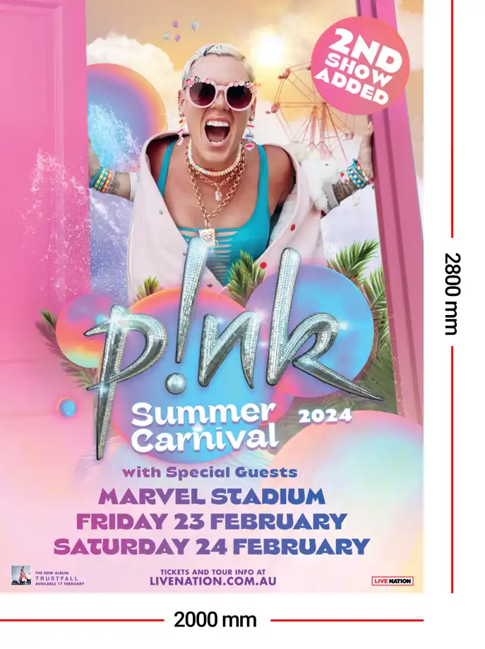 Vertical Double Street Poster Specs Pink