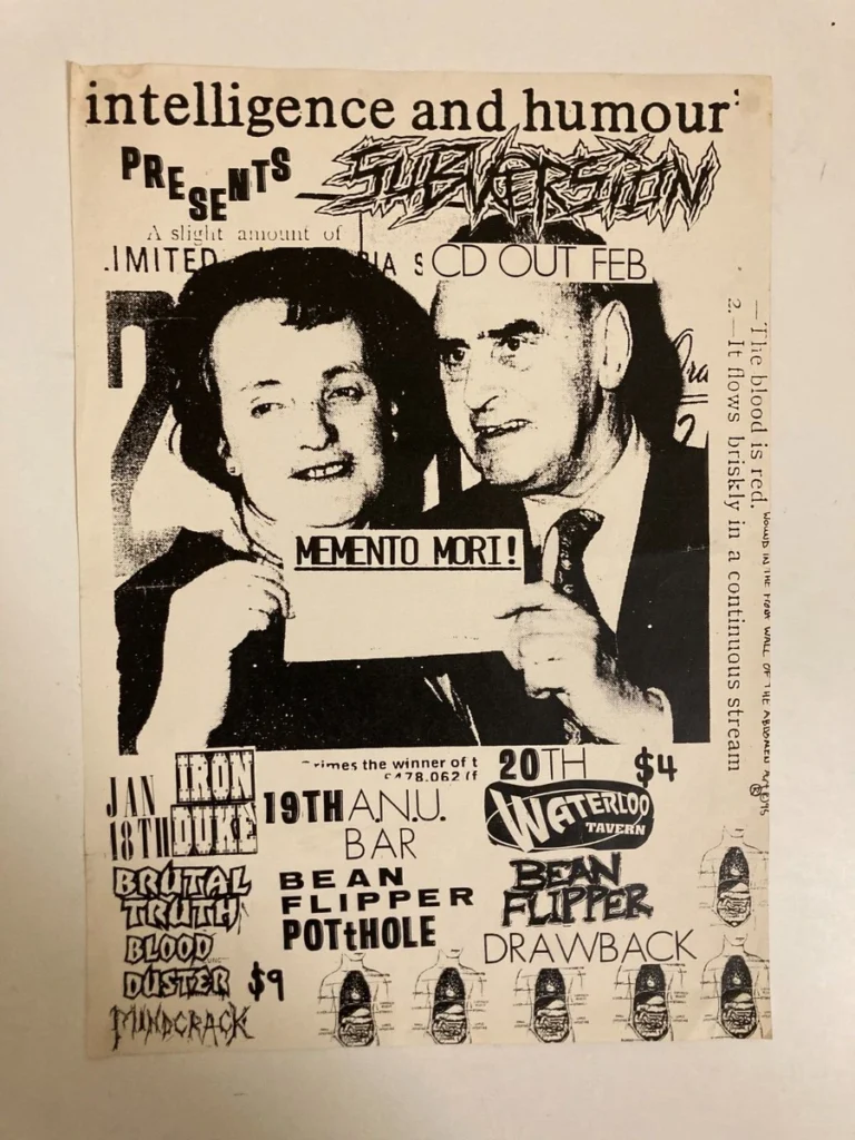Australian Touring Punk-Rock Bands Poster 90s