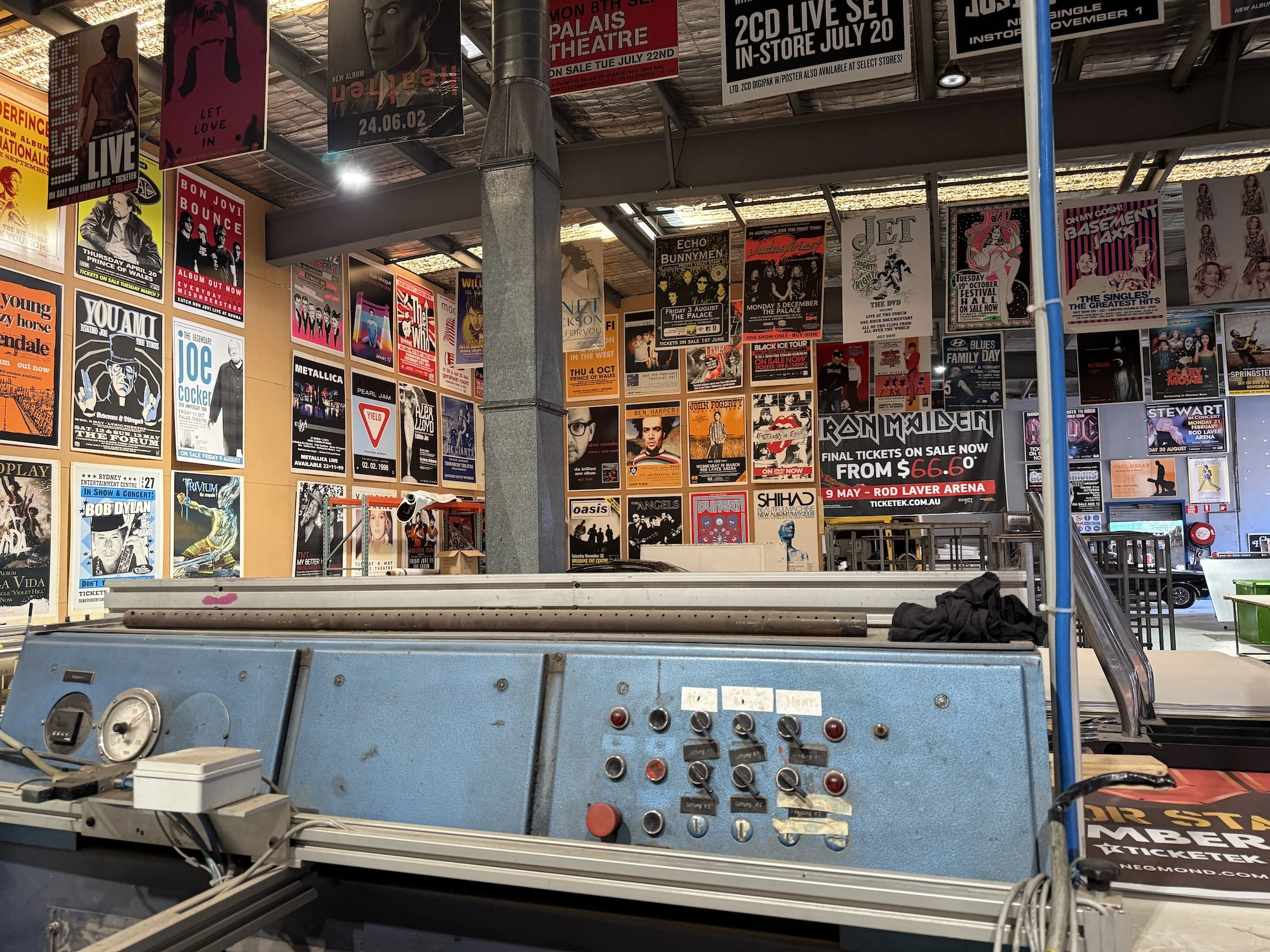 offset printing press at Rock Posters